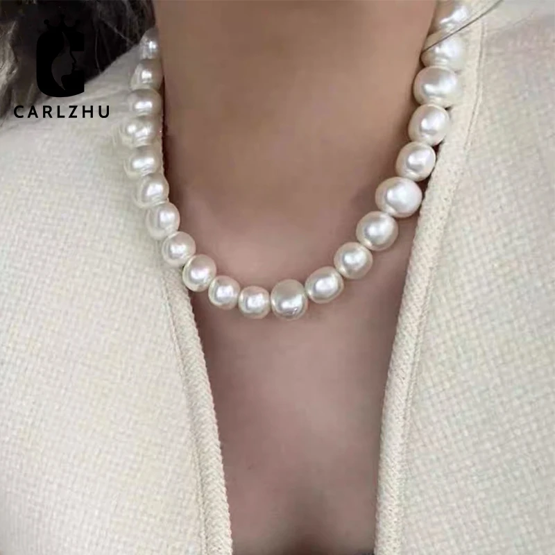 

2022 Trend Elegant Jewelry Wedding Big Pearl Necklace For Women Fashion White Imitation Pearl Choker Necklaces Wedding Jewelry
