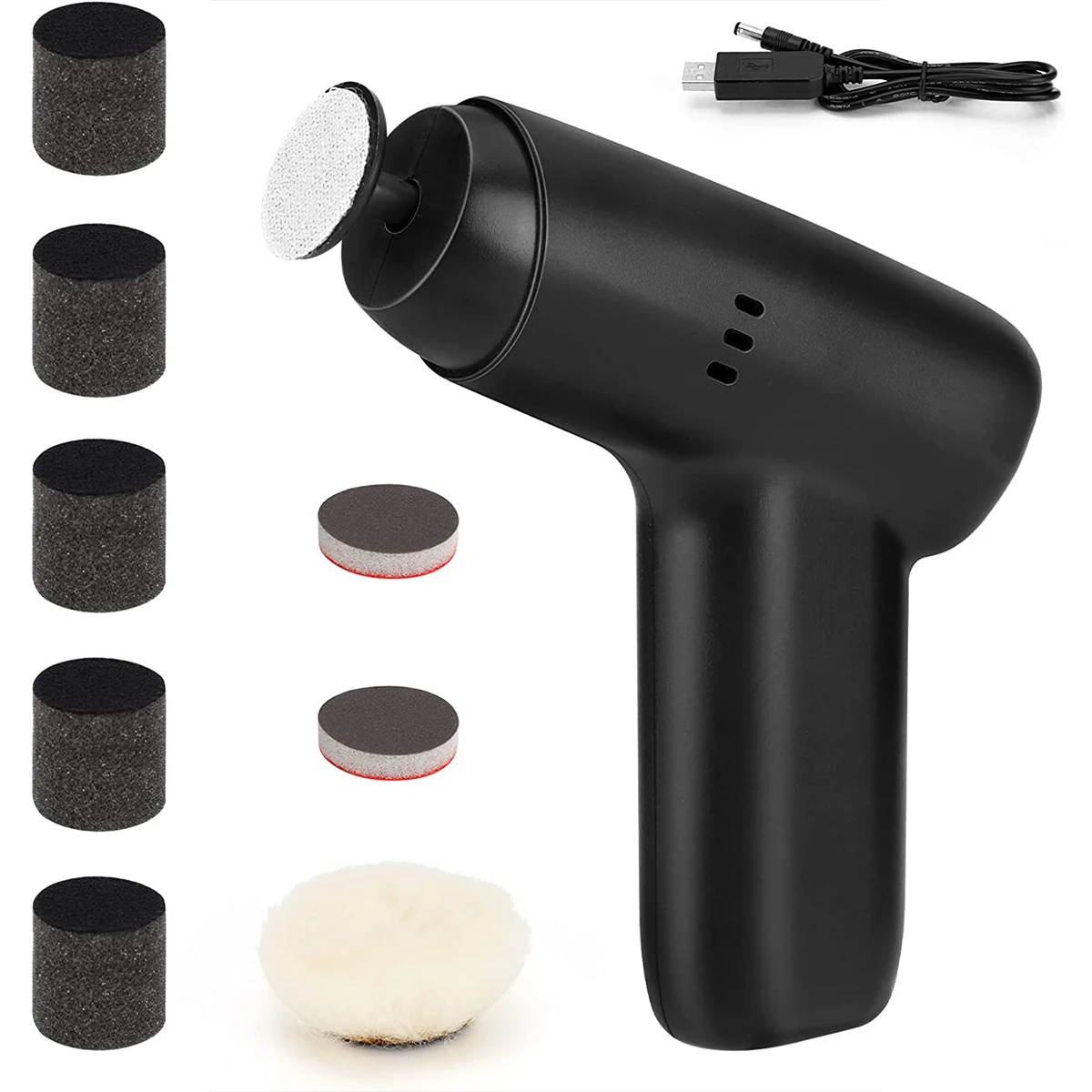 

new Cordless Car Buffer Polisher Kit 2 Speeds Car Buffer Waxer Set with Plush Polishing Sleeve Sponge Polishing Discs Sandpaper