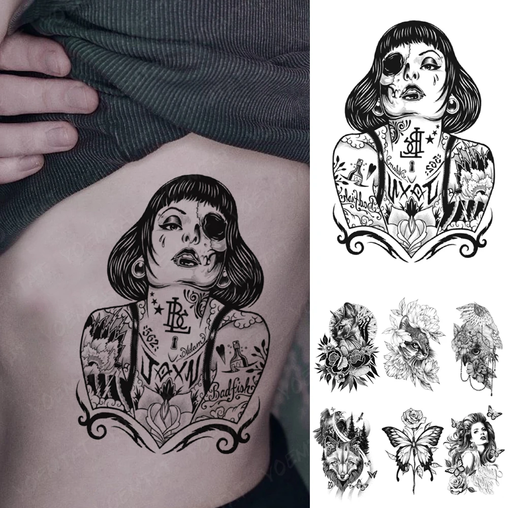 

Temporary Tattoos For Women Waterproof Sticker Gothic Y2K Punk Gril Flash Tattoo Butterfly Body Art Waist Leg Fake Tatoo For Men