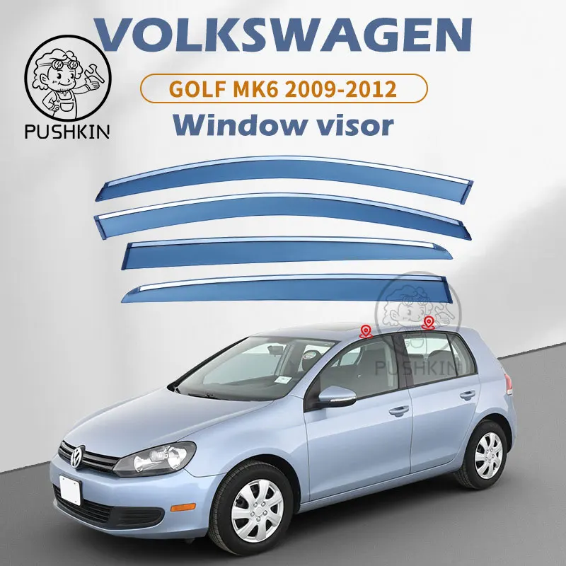 Car Side Windows Visors for VW Golf 6 Mk6 2009~2014 Accessories Volkswagen Deflectors Rain Eyebrow Guards Sun Visor Awning Trim
