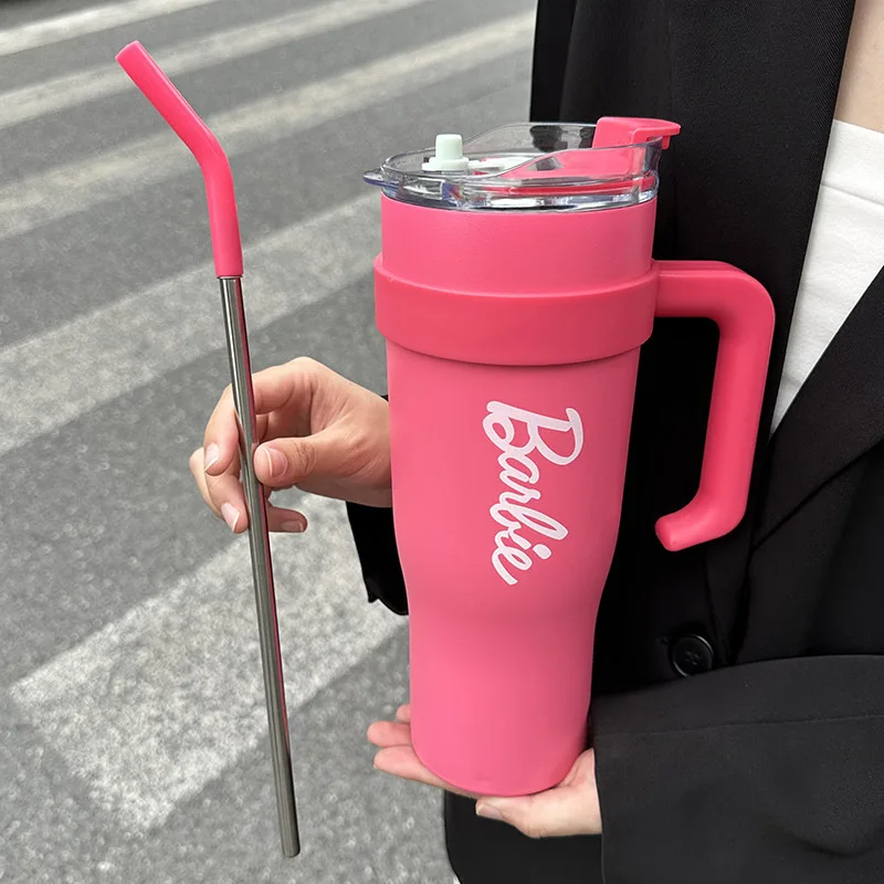 Трендовая серия Miniso Barbie гигантская соломенная стальная чашка большой емкости Bling