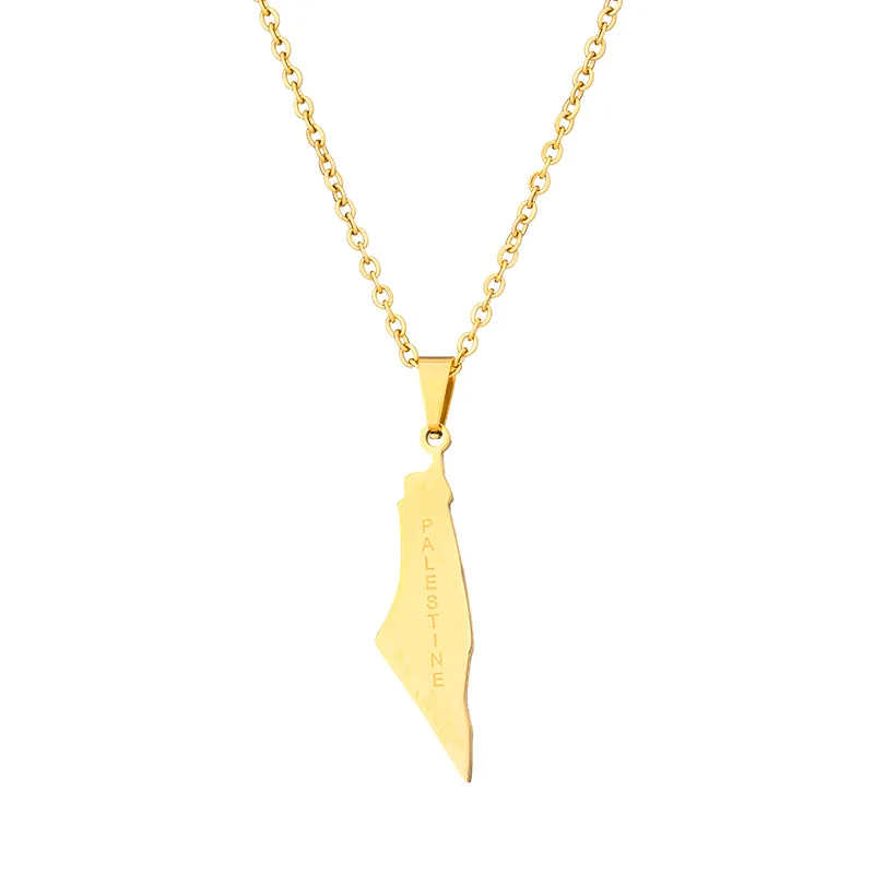 Ожерелье с кулоном в виде карты Палестины из нержавеющей стали