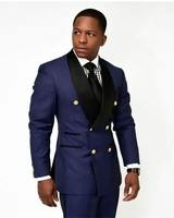 mens suit custom slim fit 2 piece set shawl collar double breasted fashion wedding groomsmen tuxedo top pants
