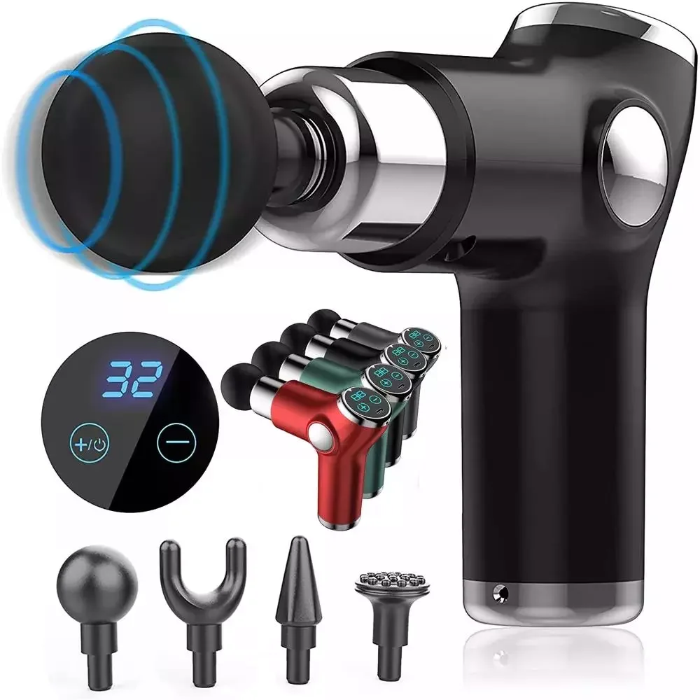 

NEW2023 Massage Gun Touch Screen Deep Tissue Muscle Massager 32 Gear Vibration Pocket Fascial Gun For Pain Relief Body Massage