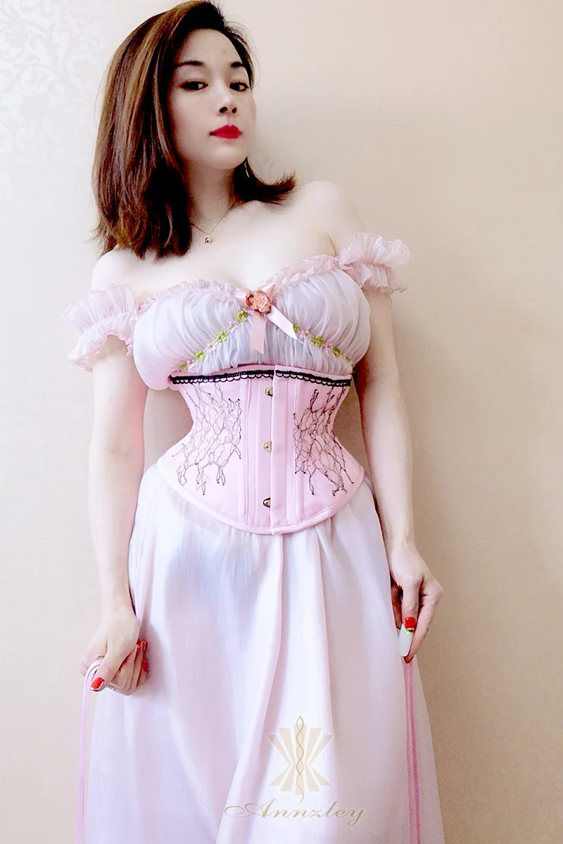 New pink 3-layer super short corset