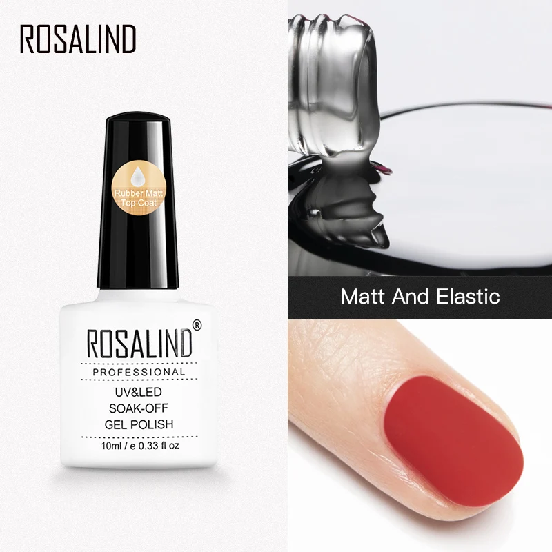 

ROSALIND Gel Polish Rubber Matt Top Coat Bright Rubber Frosted Seal Nail Glue UV LED Lamp Semi Permanent Soak Off Gel Lacquer