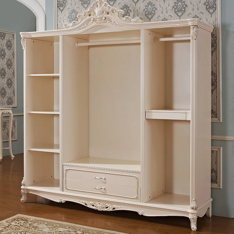 

Bedroom European-style furniture luxury carved French 2.2m adult solid wood storage four-door wardrobe