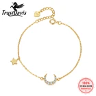 Браслет TrustDavis из настоящего серебра 925 пробы с Луной и звездами из фианита для женщин, модные классические украшения для студентов и вечеринок, девушки L119