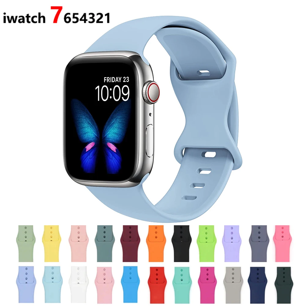 

Ремешок силиконовый для Apple Watch Band 38 мм 40 мм 41 мм iWatch 7, спортивный браслет для iwatch 6 5 4 42 мм 44 мм 45 мм