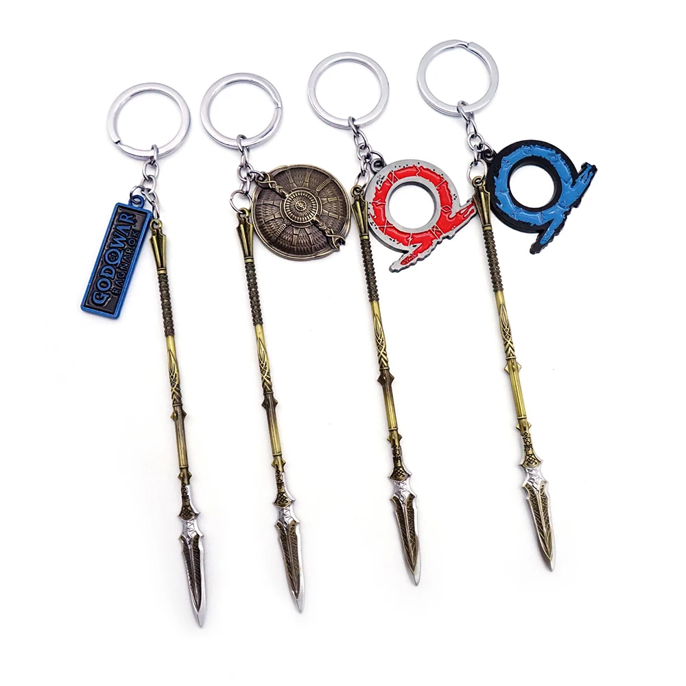 

Game God of War 5 Keychain Ragnarok Draupnir Spear Kratos Weapon Keyring Accessories Car Key Ring Pendant llaveros