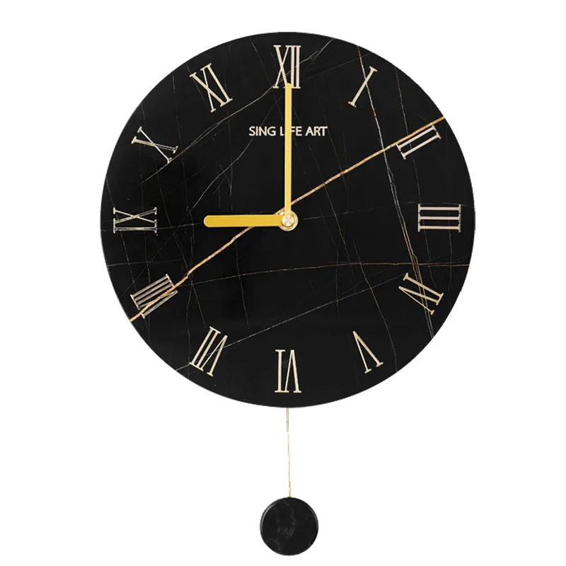 

Luxury Mechanism Wall Clock Modern Design Silent Giant Minimalist Mute Marble Wall Clock Kitchen Pendulum Wandklok Home Decor