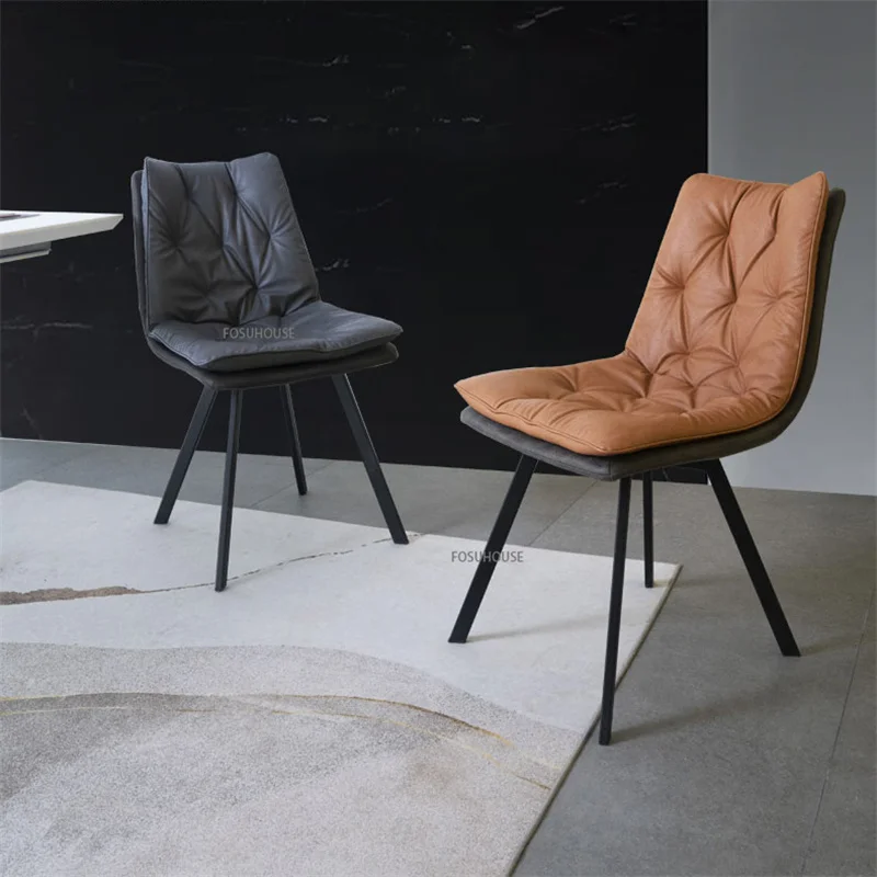 Nordic Leather Dining Chair Kitchen Furniture Household Light Luxury Restaurant Stool Backrest Soft Table CN |