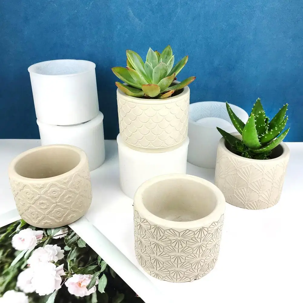 

Cylinder Flower Pot Silicone Molds Cement Concrete Plaster DIY Jar Pottery Gardening Handmade Mould Planter Candle Box Deco N4Y4