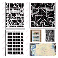 diy layering painting scrapbook coloring embossing mold missigman color swatch grid pattern city abstract metro map mask stencil
