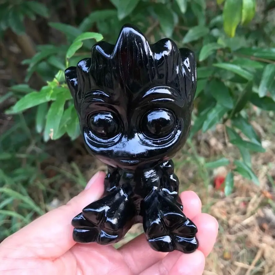 1 шт., резная Статуэтка из натурального обсидиана