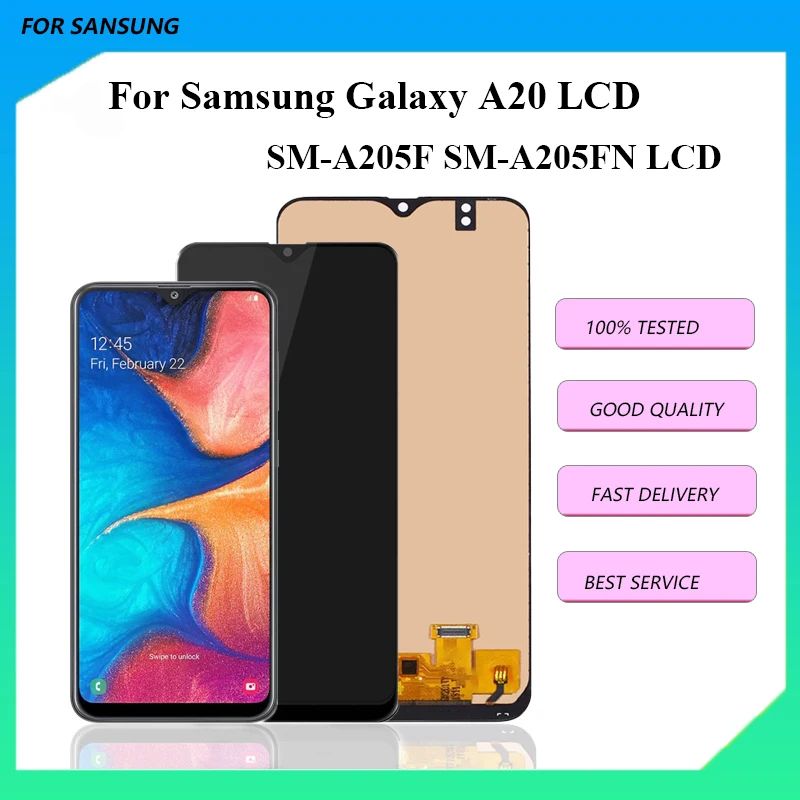 OLED-дисплей 6,4 дюйма для Samsung Galaxy A20, ЖК-дисплей с сенсорным экраном в сборе, дигитайзер для Galaxy SM-A205F SM-A205FN LCD