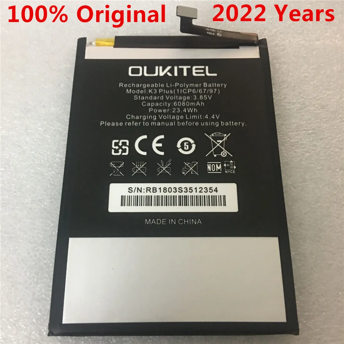 Мобильный телефон аккумулятор real OUKITEL K3 PLUS батарея 6080 мАч длительное время