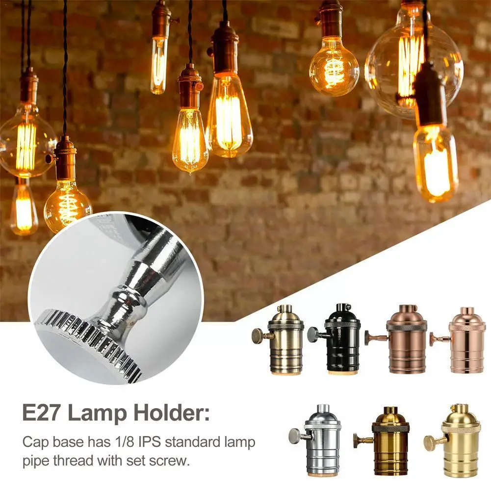 

Vintage Lampholder E26/E27 Lamp Holder Metal Chain Vintage Industrial Screw Socket Antique Base Brass Holder Lamp Lighting G7W3