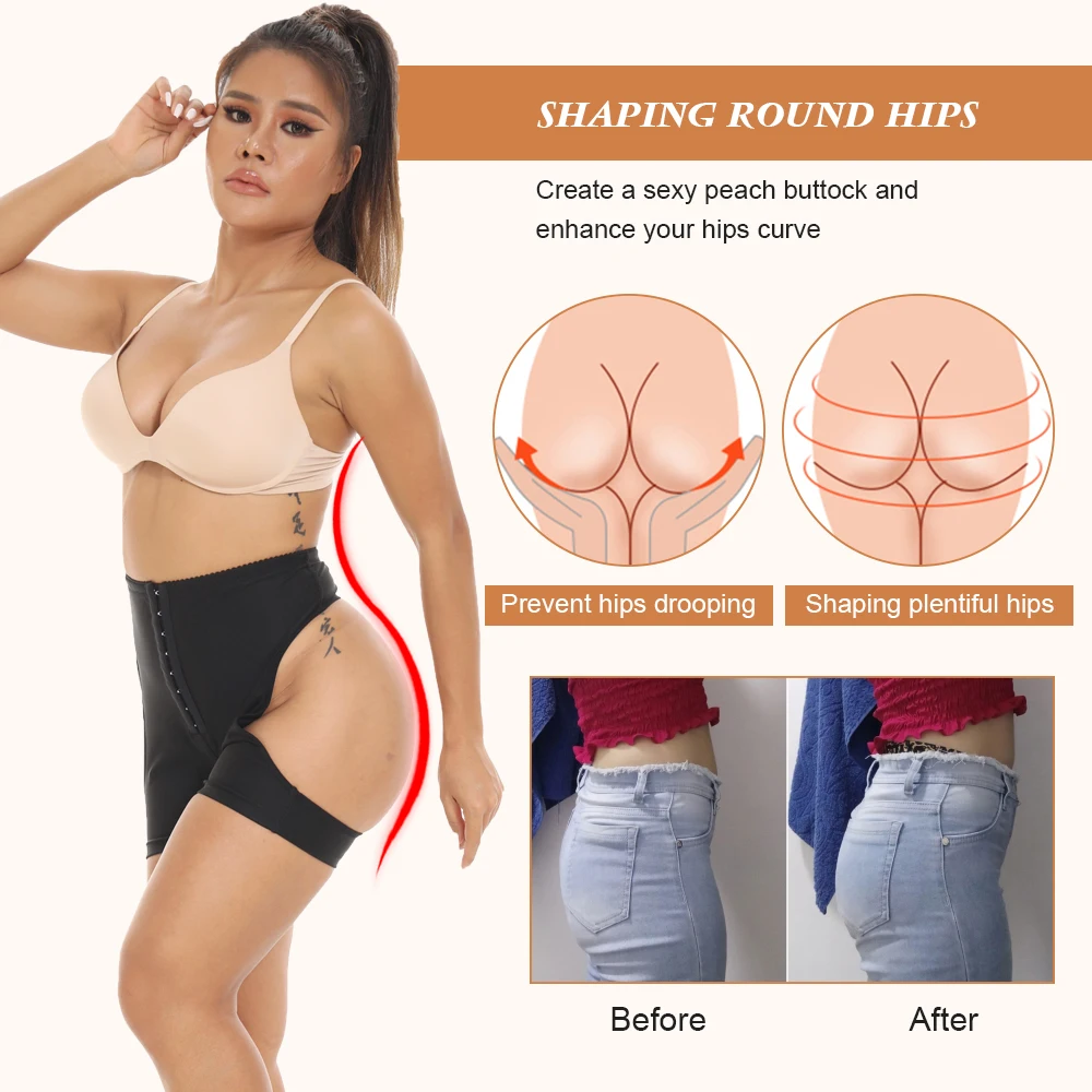 NINGMI Women Butt Lifter Shapewear Panties Midle Waist Body Shaper Corset with Hook+zipe Sexy Underwear