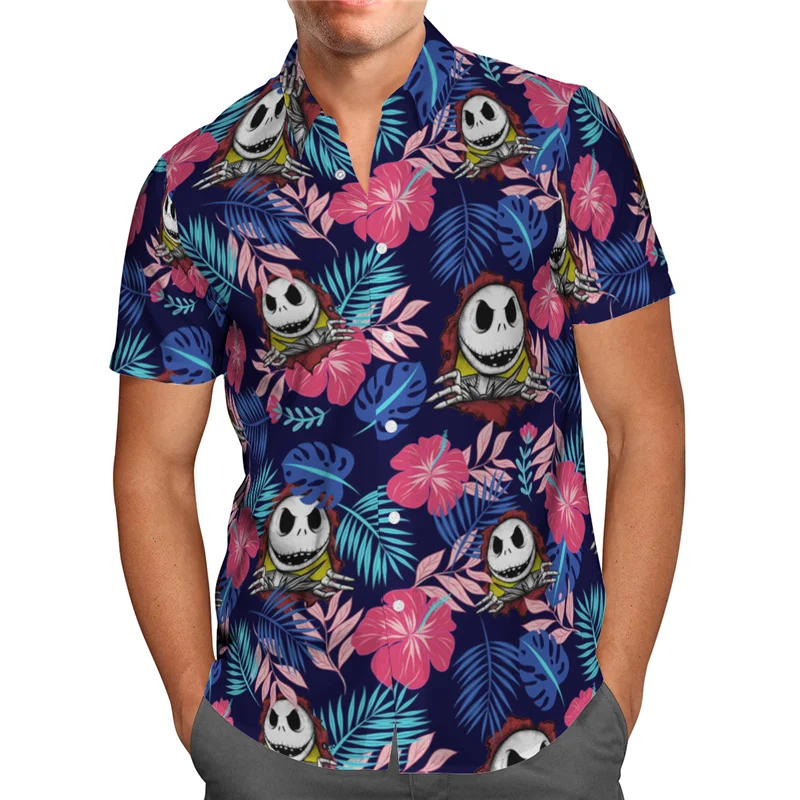 Hawaii Shirt Beach Summer Skull Hawaiian Shirt 3D Printed Men's Shirt Women Tee hip hop shirts cosplay costume 04