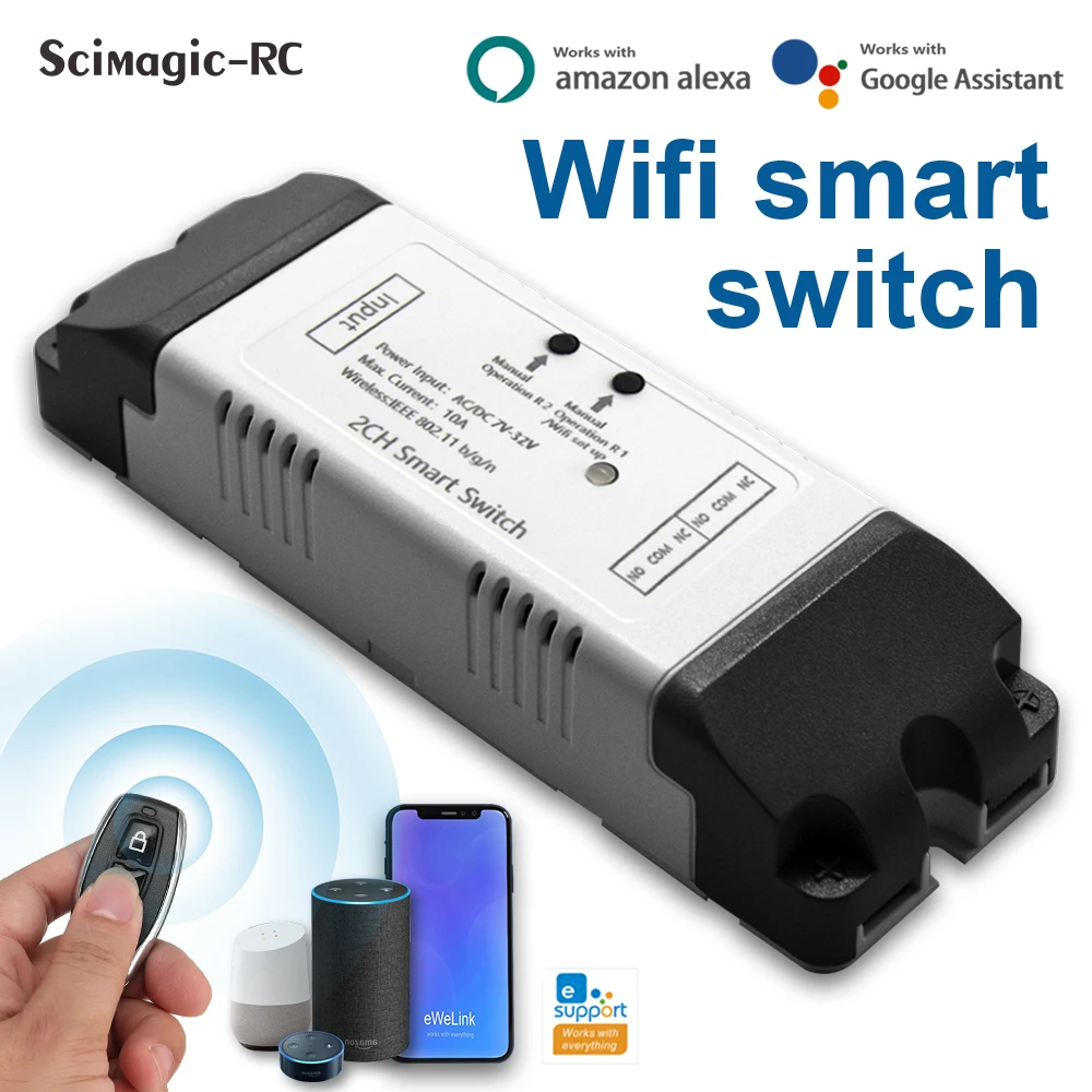 Ewelink WIFI Смарт-переключатель AC DC7-32V 85-250V Приемник Реле 433 RF Бытовая техника Модуль управления Приемник для Alexa Alice Google Home
