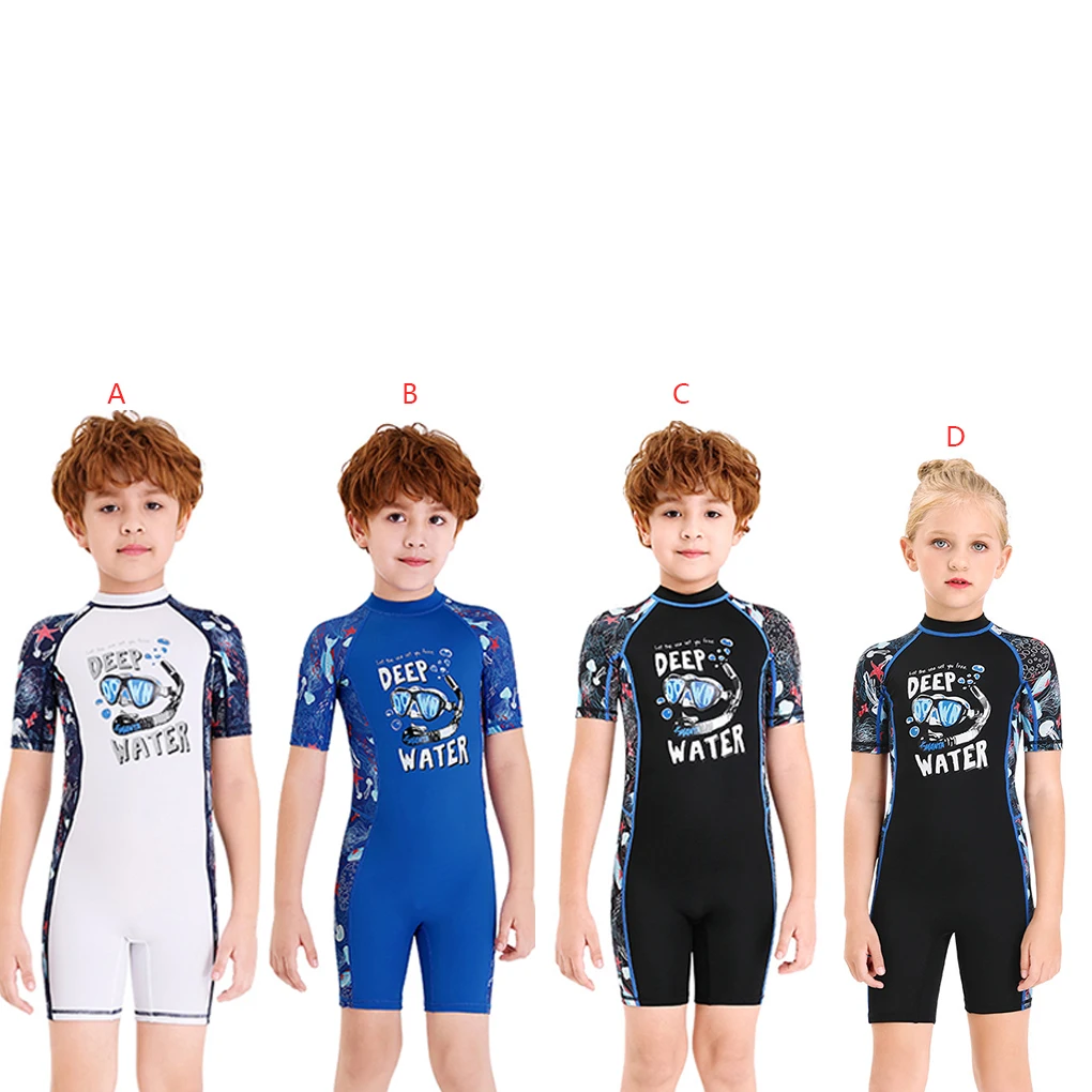 

Wetsuits Diving Suit Kids Wetsuit Quick Drying Youth Fashionable Swimsuit Short Sleeves Swimwear for Snorkeling Surfing