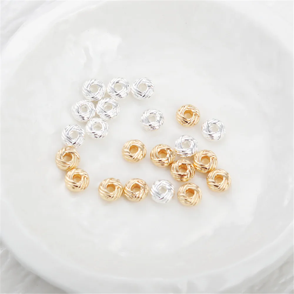 

3x6mm Fried Dough Twists Abacus Bead 14K Gold Plated Spacer Beads for DIY Jewelry Making Components Bracelets Accessories