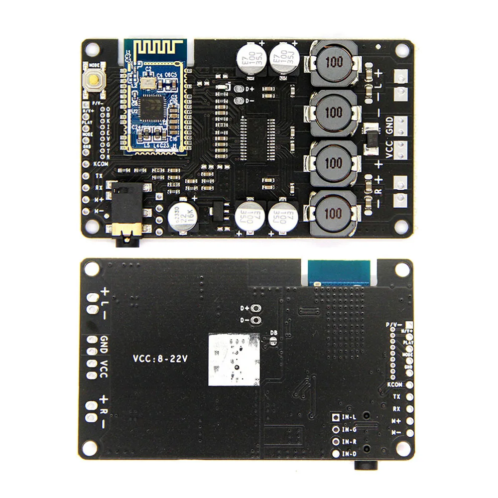 

Плата усилителя мощности Bluetooth 5,0, поддержка аудио AUX, изменение имени, телефонных звонков TWS 16 В 4A 2x15 Вт/12 В 4A 2x10 Вт