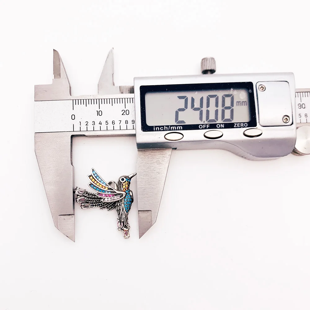 Женский кулон с колибри летний ювелирный аксессуар из настоящего серебра 925