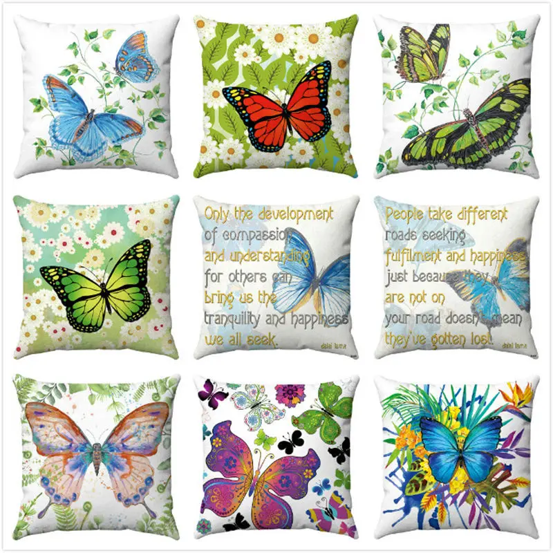 Pillowcase Colorful Butterfly Pillowcase Spring White Flower