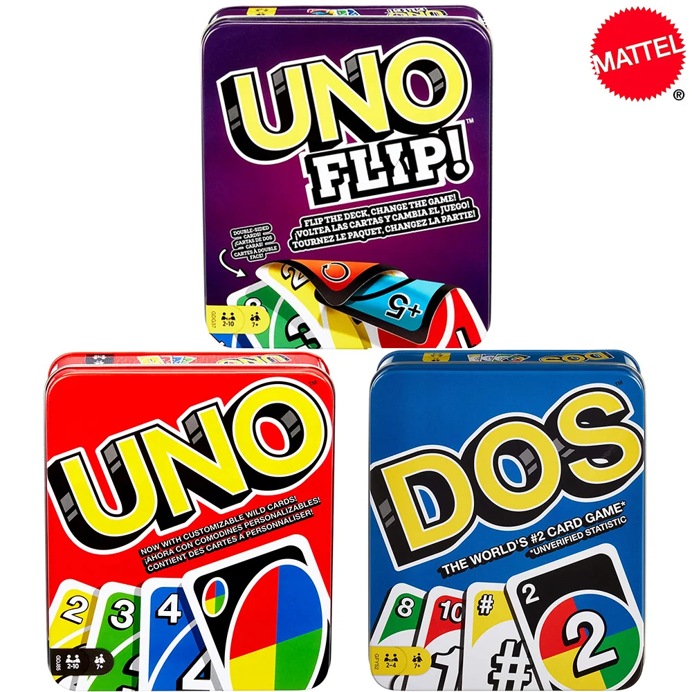Откидной Чехол для Mattel UNO DOS! Жестяная коробка семейная карточная игра