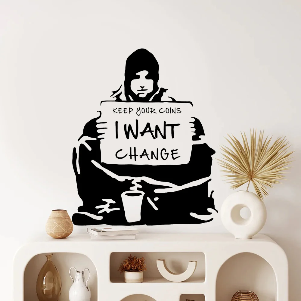 Граффити Banksy I Want Change настенная наклейка виниловая современная домашняя
