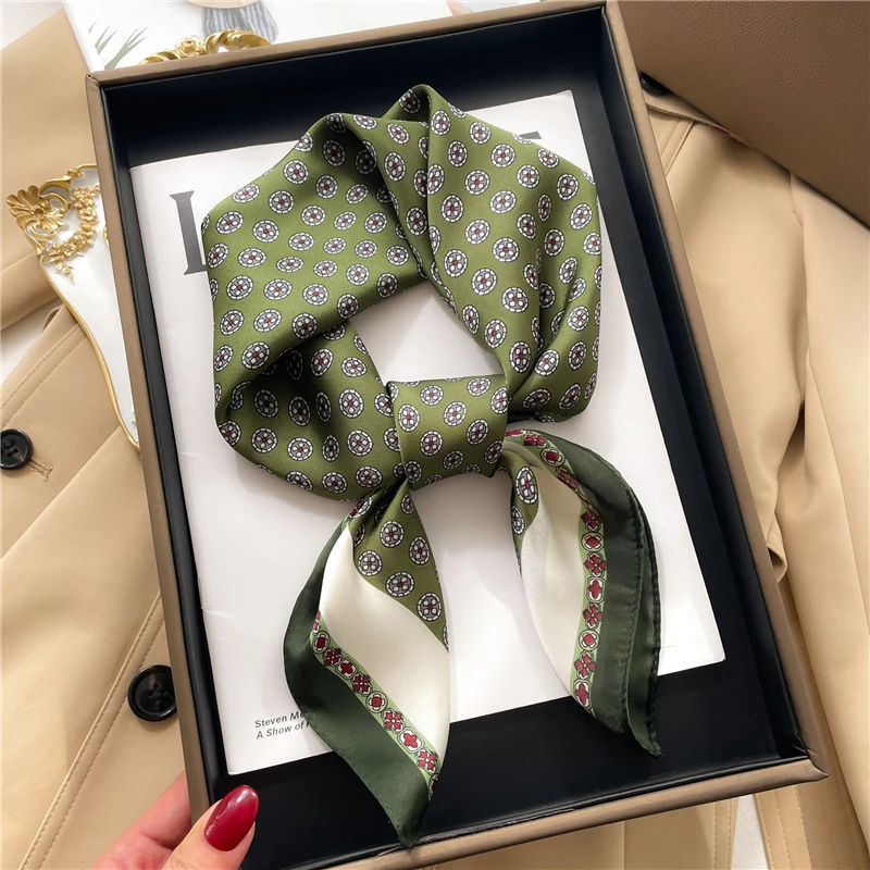

Роскошный брендовый Шелковый женский шарф, дизайнерский квадратный шарф 70 см, шейный платок, повязки для волос, Ленточные женские повязки на запястье, шаль, новинка 2023