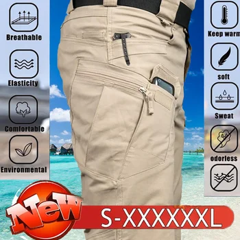 calças táticas dos homens do exército à prova dwaterproof água calças de carga militar vários bolsos calças trabalho casual treino em casa 1