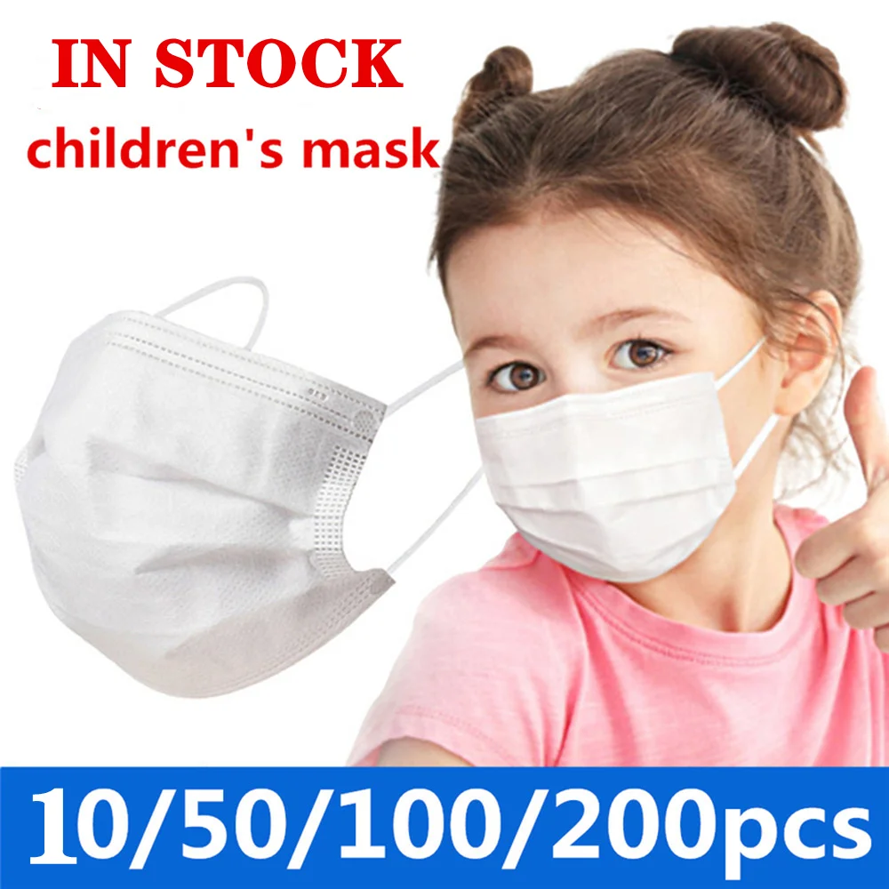 

200/50/100Pcs Masks Black Blue Pink Gray Kids Disposable Medic Mask 3Ply Child Filter Thicken Children's Face Mouth Mask Earloop