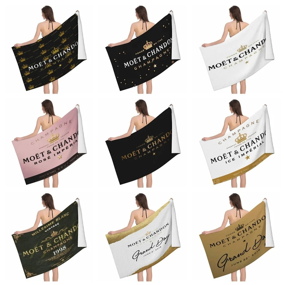 

Fashion Champagne Logo Print Beach Towel Outdoor Absorbent Bath Towel