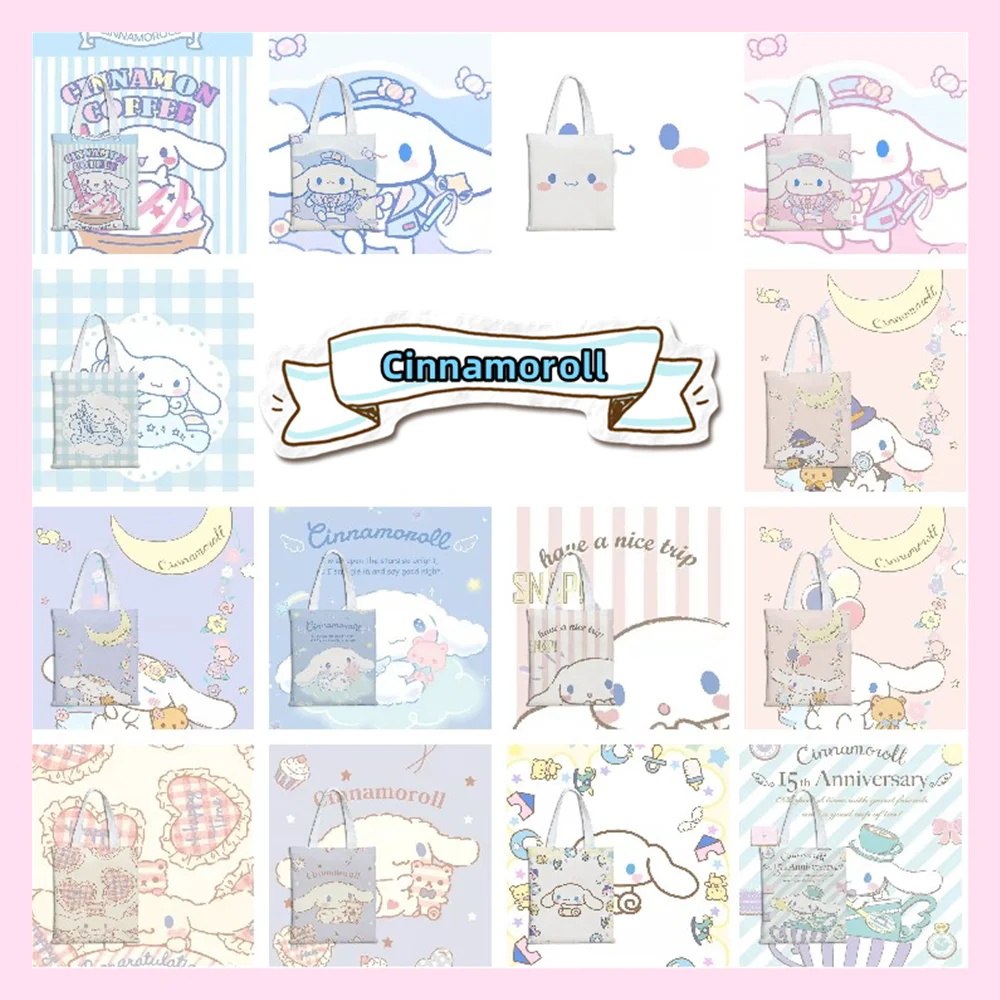 Sanrio Аниме Фигурка Cinnamoroll Kawaii свежая Холщовая Сумка для женщин на одно плечо