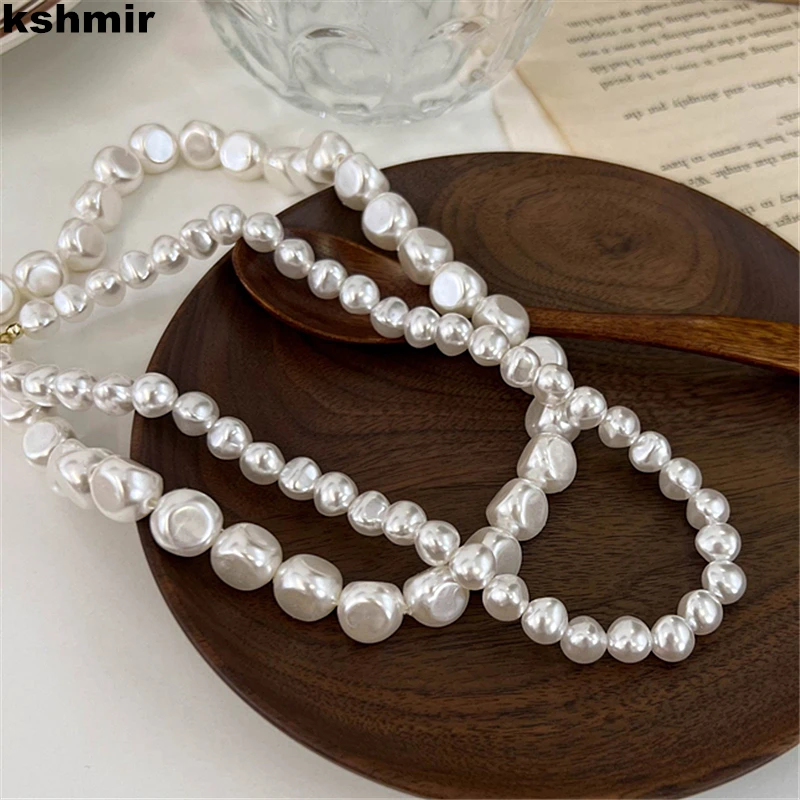 

Senior design big pearl shaped necklace light luxury niche South Korea 2022 new clavicle chain niche choker female