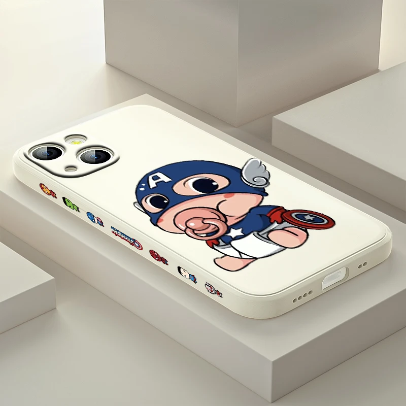 

Marvel Hero Cartoon For Apple IPhone 13 12 Mini 11 Pro XS MAX XR X 8 7 6S SE Plus Liquid Left Silicone Phone Case