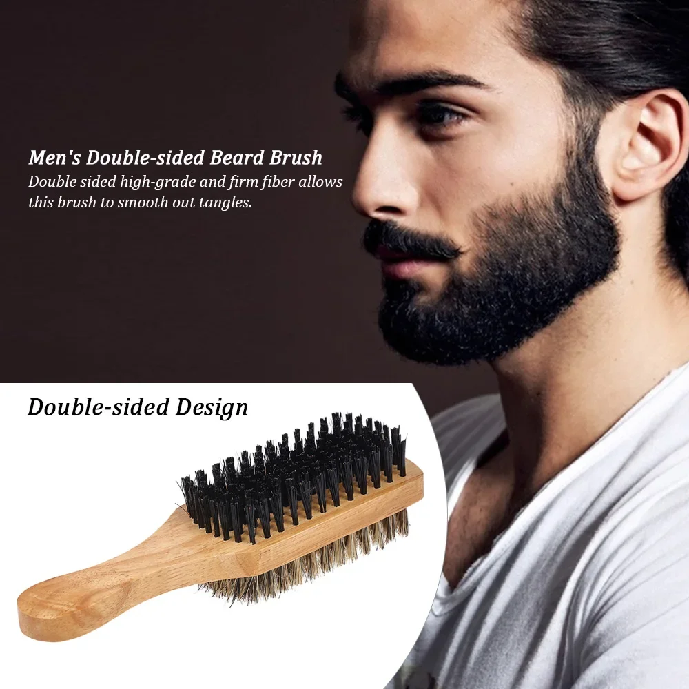 

Деревянная ручка, Мужская щетка для бороды, мужские усы, искусственная двусторонняя щетка для волос на лице, Мужская щетка для бритья, инструмент для бритья
