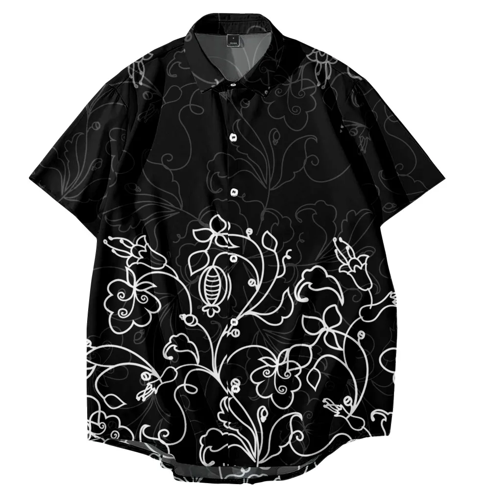 

2022 Flower Print Loose Thin Shirt Beach Couple Hawaiian Style Short Sleeve Versatile Shirt