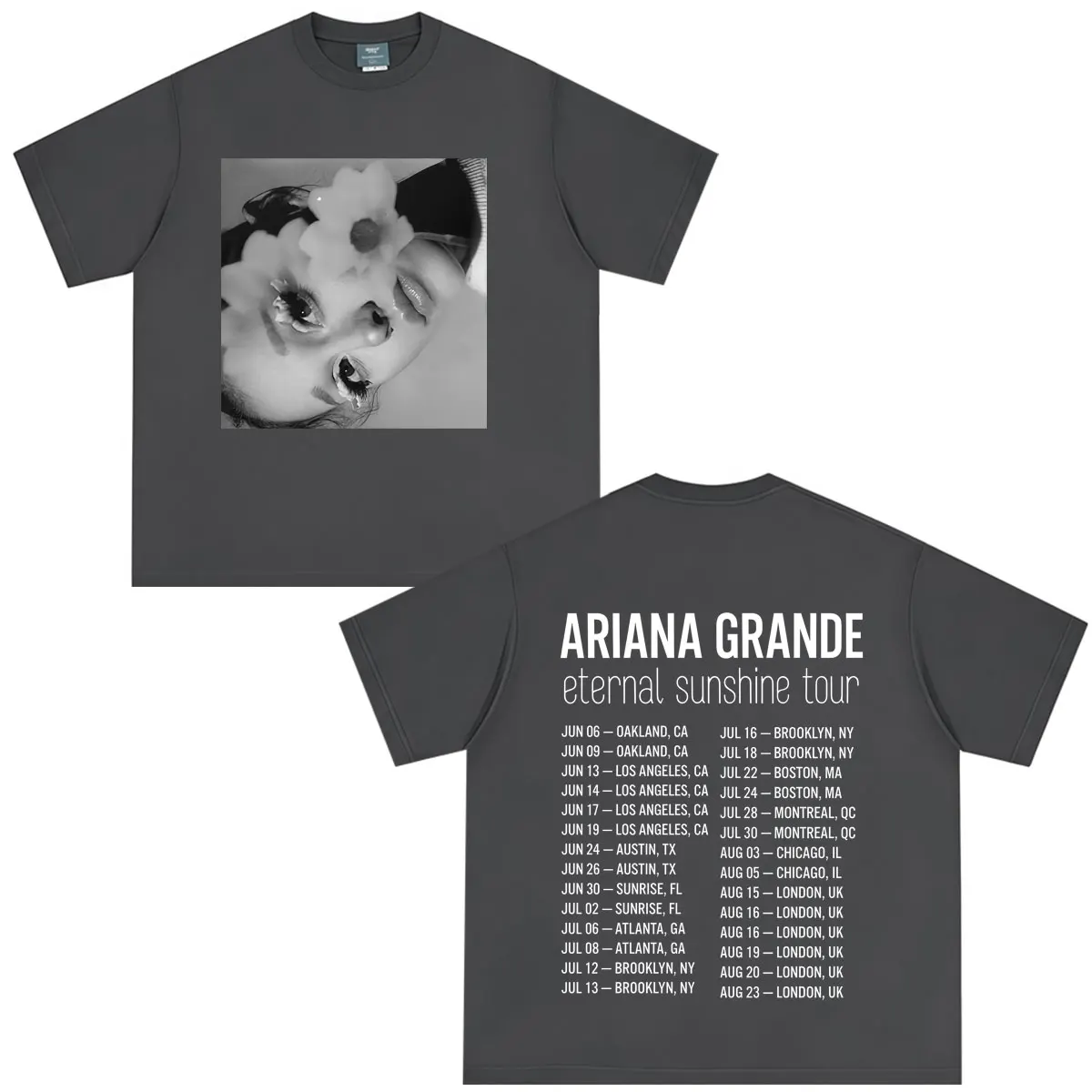 Фото Футболка с принтом Ariana Grande The Eternal Sunshine Tour 2026, модная футболка для мужчин и женщин, летние повседневные свободные хлопковые футболки в стиле хип-хоп №2