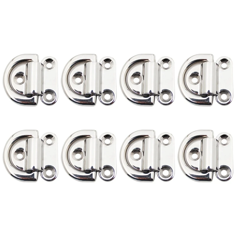 

D-Ring Deck Collapsible Pad Eye Tiedown Cleats For Yacht Truck Mirror Polished Ship Parts 4Pcs