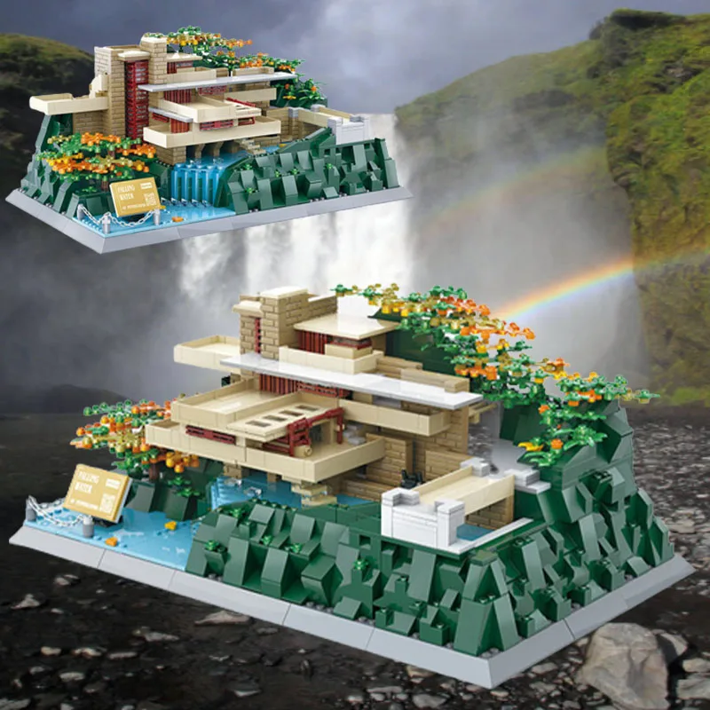 

Креативный уличный пейзаж, Соединенные Штаты, Пенсильвания, Fallingwater, всемирно известная архитектура, строительный блок, город, уличный вид, кирпичная игрушка