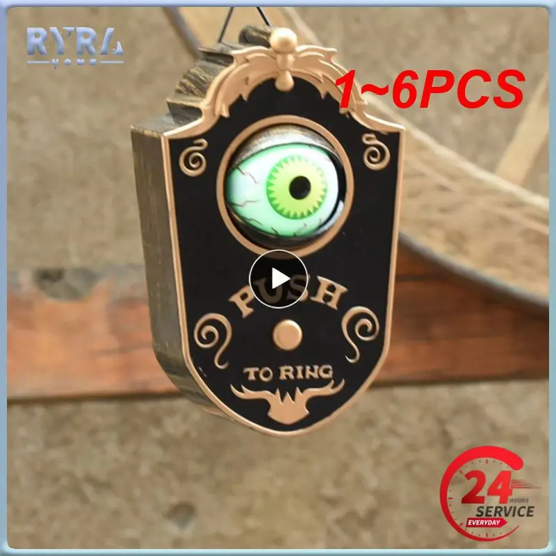 

1~6PCS Halloween One Eyed Doorbell Haunted Decoration Horror Props Glowing Hanging Piece Door Hanging Doorbell Eyeball Bell