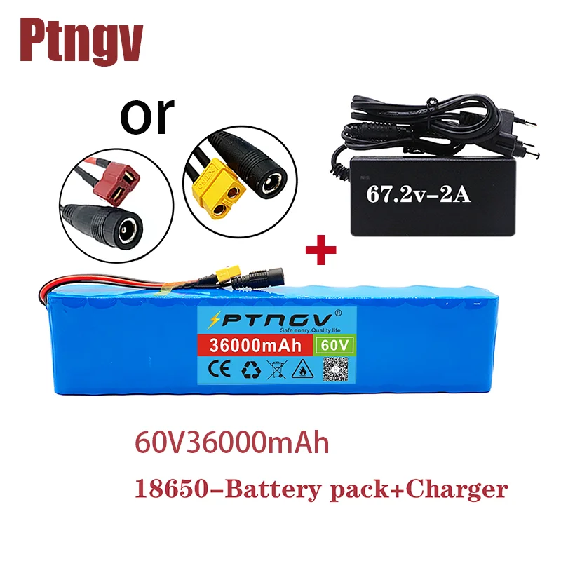 

The new 16s2p 60V 36000mAh 1000W lithium battery is suitable for electric wheelchair and electric bicycle battery+charger