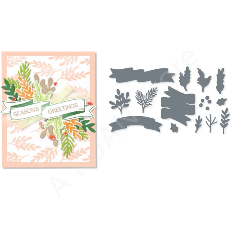 

2022 New Christmas Banner Metal Cutting Dies And Clear Stamps For DIY Scrapbooking Greeting Cards Decoration Handmade Stencils