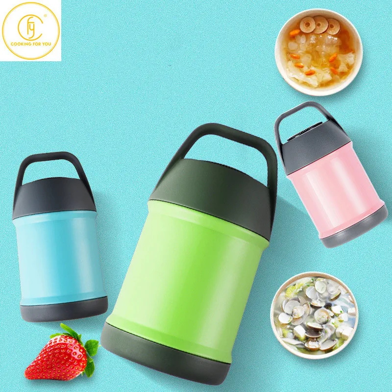 

560ml 304 Stainless Steel Vacuum Insulation Lunch Box with Handgrip Family Breakfask Edible Bird's Nest Porridge Smoldering Pot