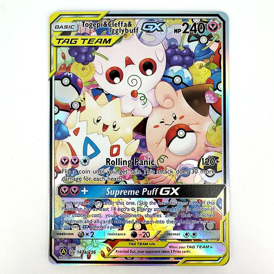 Фото Коллекция голографических карт Togepi, Cleffa, Igglybuff, Latias, Latios, Gengar, Mimikyu, Charizard, Sylveon GX Proxy Cards TAG TEAM & Shiny Vault №4