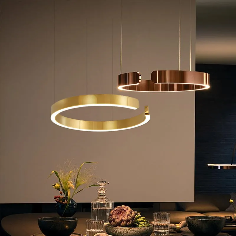 

Modern C Ring Led Pendant Lamp Dimmable for Dining Living Room Center Table Bedroom Chandelier Home Decor Luxury Lusters Fixture